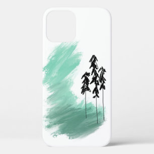 Scandinavian green tree art simple modern mint   iPhone 12 case