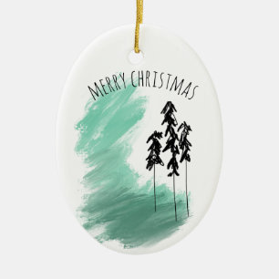Scandinavian green tree art simple modern mint ceramic ornament