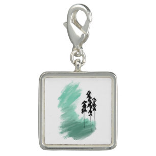 Scandinavian green tree art simple modern mint  charm