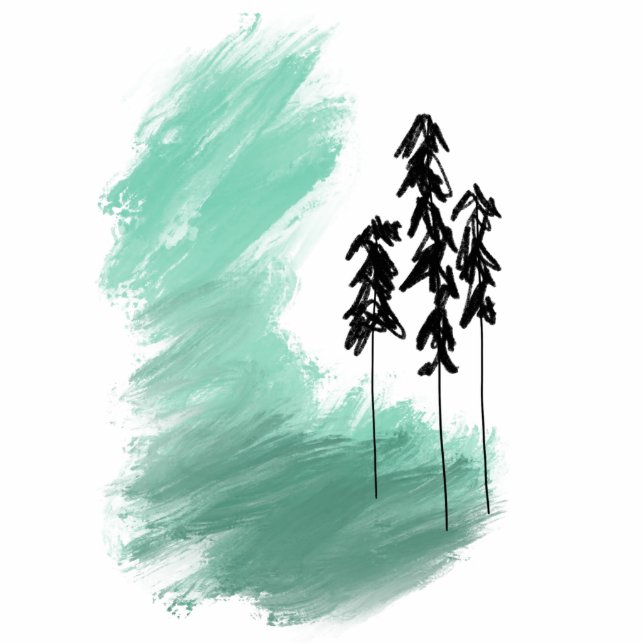 Scandinavian green tree art simple modern mint  cutout (Front)