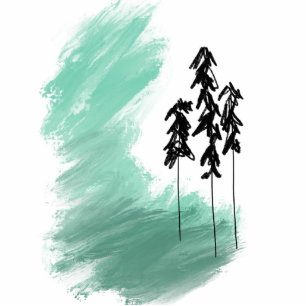 Scandinavian green tree art simple modern mint  cutout