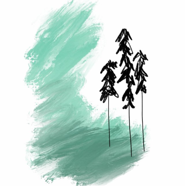 Scandinavian green tree art simple modern mint  cutout (Front)