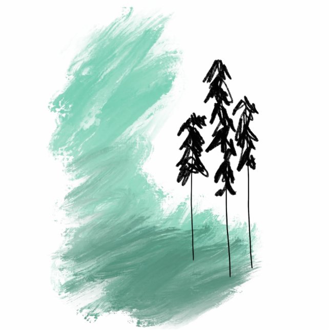 Scandinavian green tree art simple modern mint  cutout (Front)