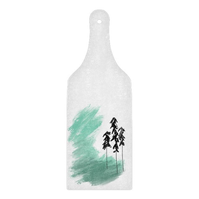 Scandinavian green tree art simple modern mint   cutting board (Front)