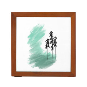 Scandinavian green tree art simple modern mint desk organizer