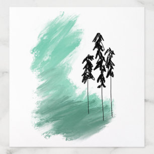 Scandinavian green tree art simple modern mint  envelope liner
