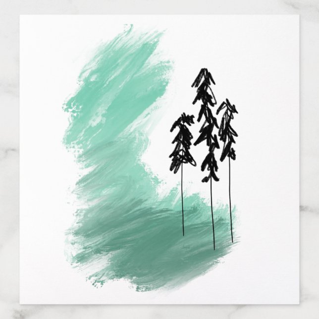 Scandinavian green tree art simple modern mint  envelope liner (Design)