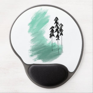 Scandinavian green tree art simple modern mint gel mouse pad