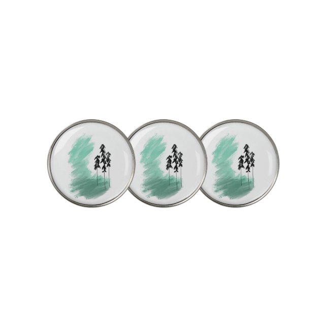 Scandinavian green tree art simple modern mint   golf ball marker (3 Up)