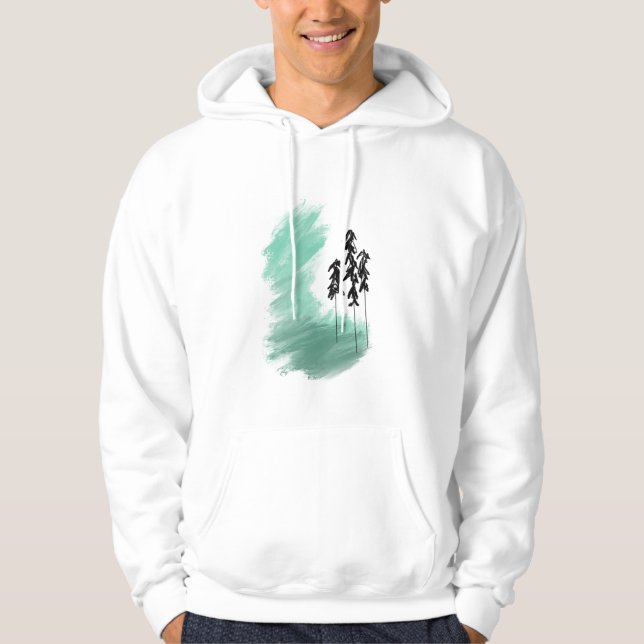 Scandinavian green tree art simple modern mint   hoodie (Front)