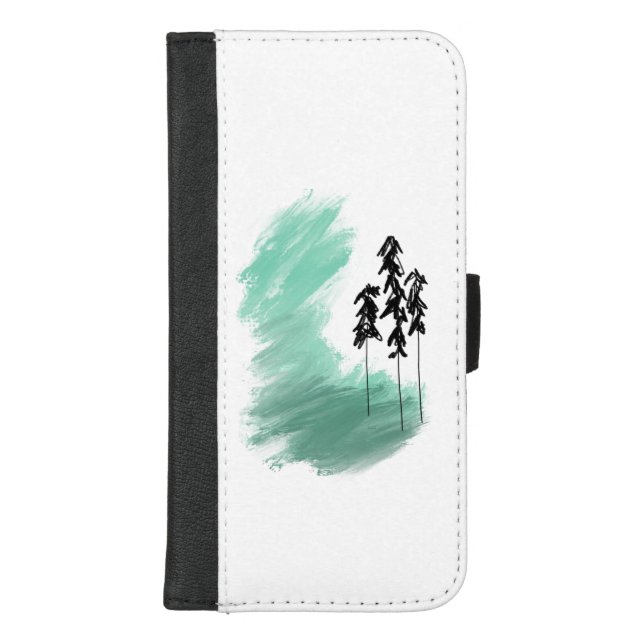 Scandinavian green tree art simple modern mint  iPhone wallet case (Front)