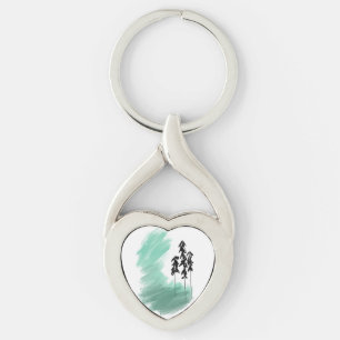 Scandinavian green tree art simple modern mint keychain