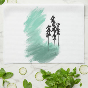 Scandinavian green tree art simple modern mint kitchen towel