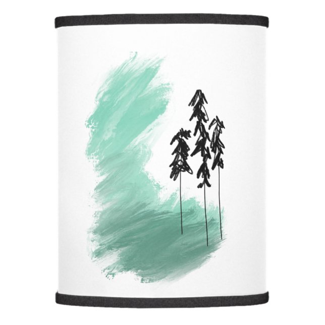 Scandinavian green tree art simple modern mint   lamp shade (Front)