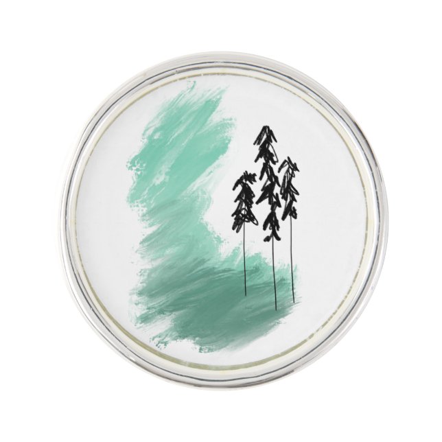 Scandinavian green tree art simple modern mint  lapel pin (Front)