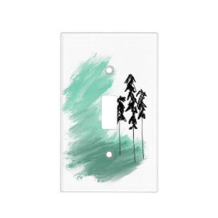 Scandinavian green tree art simple modern mint light switch cover