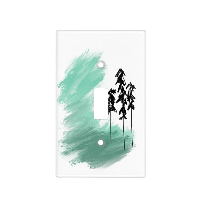 Scandinavian green tree art simple modern mint   light switch cover (Front)