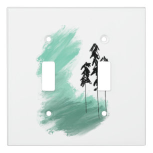 Scandinavian green tree art simple modern mint  light switch cover