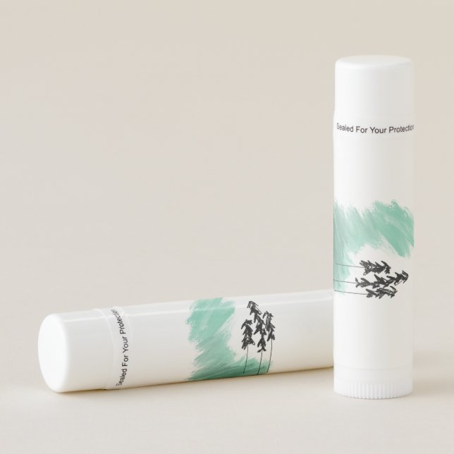 Scandinavian green tree art simple modern mint   lip balm (Front)