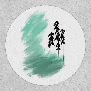 Scandinavian green tree art simple modern mint patch