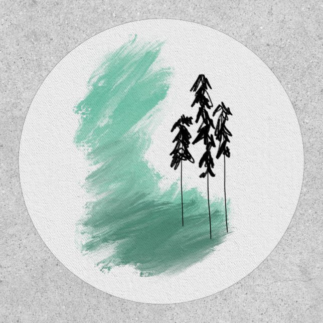 Scandinavian green tree art simple modern mint  patch (Front)