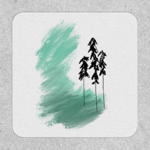 Scandinavian green tree art simple modern mint patch