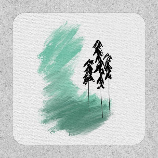 Scandinavian green tree art simple modern mint  patch (Front)