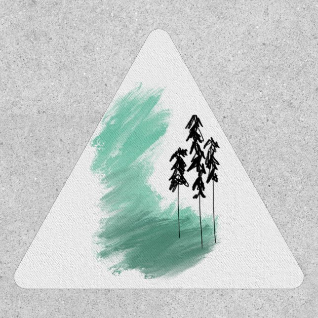 Scandinavian green tree art simple modern mint  patch (Front)