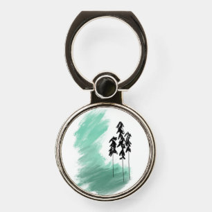 Scandinavian green tree art simple modern mint phone ring stand