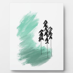 Scandinavian green tree art simple modern mint plaque