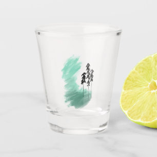 Scandinavian green tree art simple modern mint   shot glass
