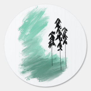 Scandinavian green tree art simple modern mint  sign