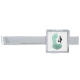 Scandinavian green tree art simple modern mint silver finish tie bar
