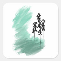 Scandinavian green tree art simple modern mint  