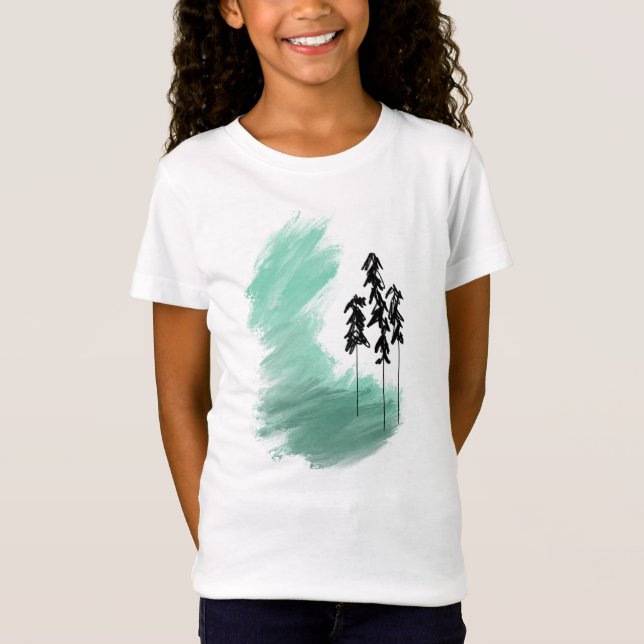 Scandinavian green tree art simple modern mint  T-Shirt (Front)