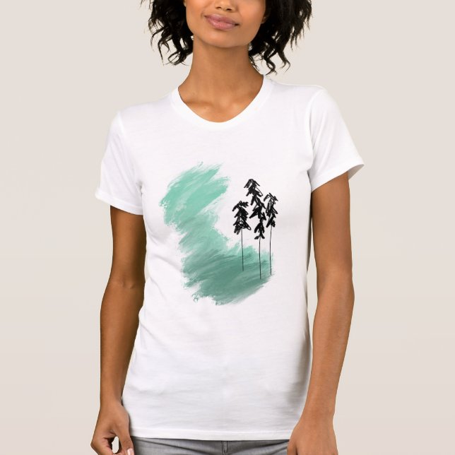Scandinavian green tree art simple modern mint   T-Shirt (Front)
