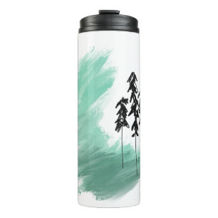 Scandinavian green tree art simple modern mint thermal tumbler