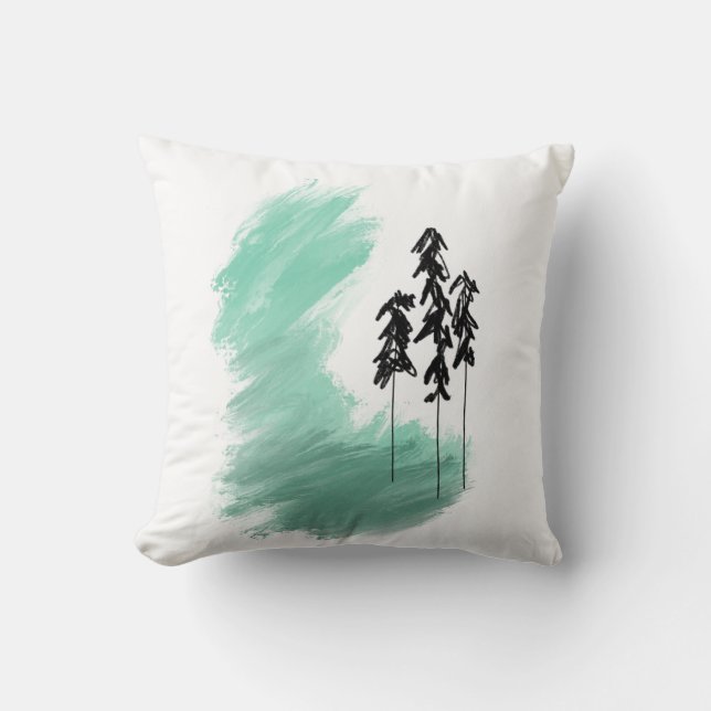 Scandinavian green tree art simple modern mint  throw pillow (Front)