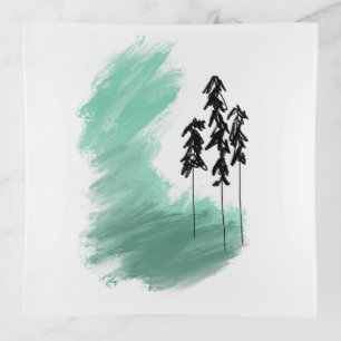 Scandinavian green tree art simple modern mint trinket tray