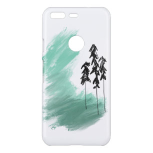 Scandinavian green tree art simple modern mint   uncommon google pixel case