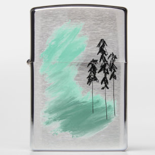 Scandinavian green tree art simple modern mint zippo lighter
