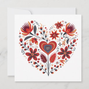 Scandinavian Heart Shaped Valentines  Holiday Card