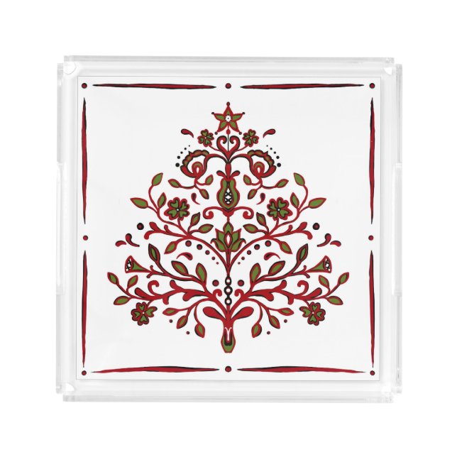 Scandinavian Holiday Christmas Tree Tray  (Front)