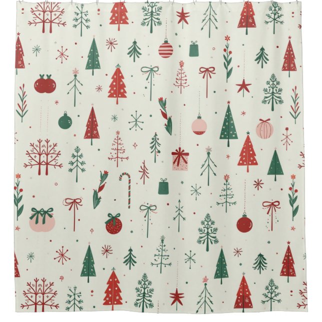 Scandinavian Holiday Forest Shower Curtain (Front)