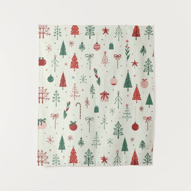 Scandinavian Holiday Forest Tapestry (Front)
