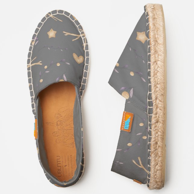 Scandinavian holiday gold and gray espadrilles (Side)