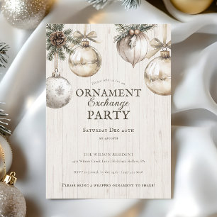 Scandinavian Holiday Ornament Exchange Party Invitation