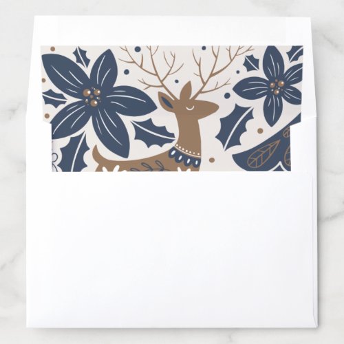 Scandinavian Holiday Reindeer Poinsettia Trees  Envelope Liner