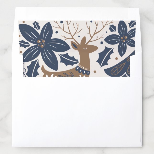 Scandinavian Holiday Reindeer Poinsettia Trees  Envelope Liner (In Envelope)