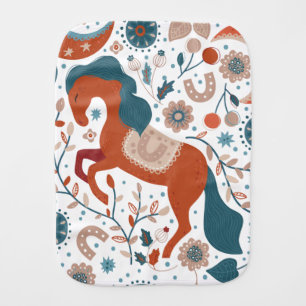 Scandinavian Horse Cute Baby Burp Cloth